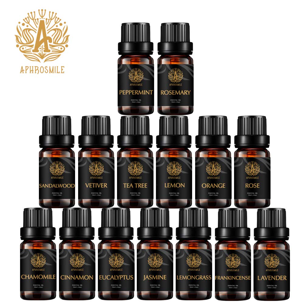 Top 15 zestaw olejków aromaterapeutycznych do dyfuzora, 100% czystego olejku eterycznego zestaw, terapeutyczny zestaw olejków eterycznych klasy - róża, jaśmin, drzewo sandałowe, wetiwer, mięta,