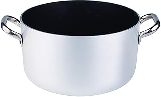 Pentole Agnelli ALSA104S24 Casseruola Alta con Maniglie, Alluminio, Argento, 24 cm