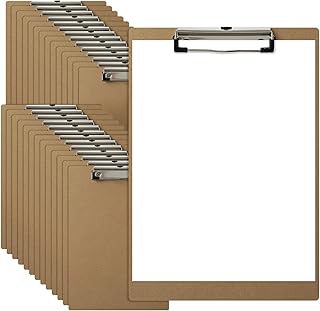HappyHapi 28 Pack Clipboard 8.5 x 11 Letter Size Clip Boards Bulk, A4 Wooden Hardboard Office Clipboards Pack for Classroom, Work-Meetings, Brown