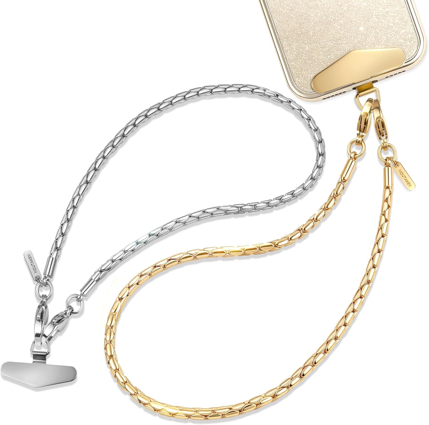 MOUTAKEY 2 Pack Phone Lanyard With 2 Metal Tether Tabs,Unbreakable Phone Wrist Strap for Cellphone Case,iPhone Lanyard For Women Lightweight,Fade-Resistant Cellphone Chain Wristlet for Travel Festival