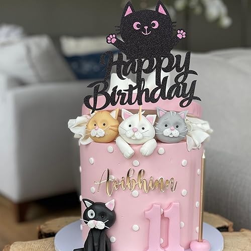 Miniatura 5 de 1 adorno para pastel de cumpleaños con temática de mascotas, lindo miau pawty fiesta de cumpleaños, decoración de fiesta de baby shower para niños y