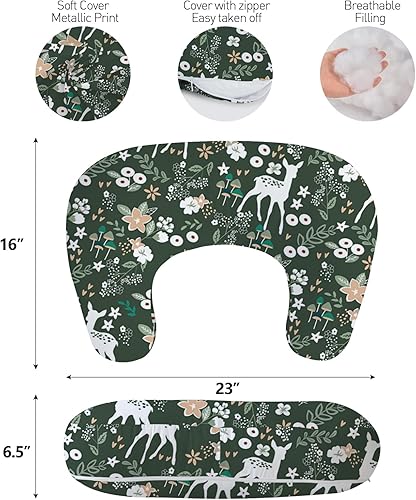 Vista 101 de Little Grape Land - Almohada de lactancia para bebés, de apoyo, alimentación con biberón, tiempo boca abajo, con funda lavable a máquina y relleno