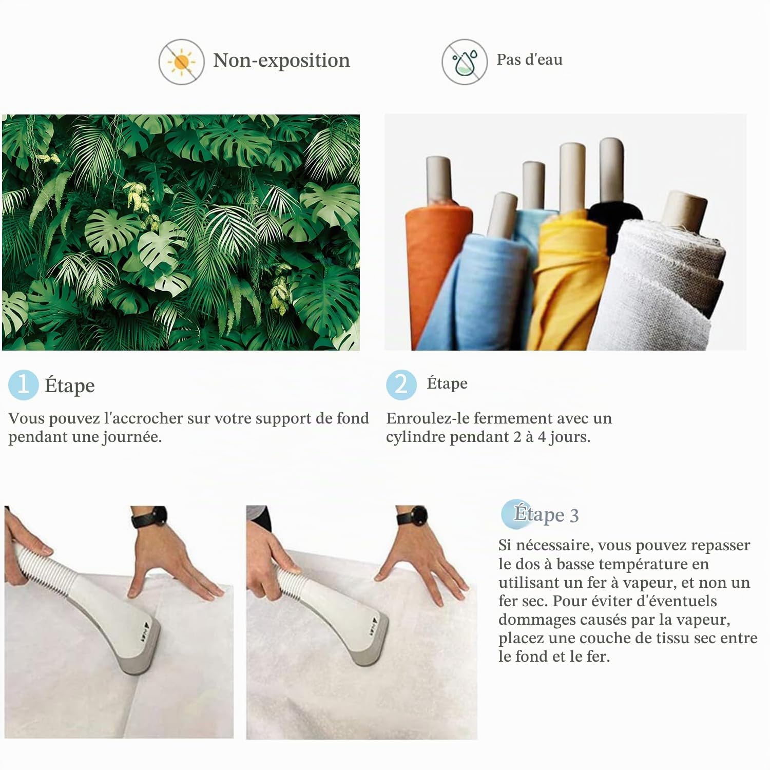 3x2.4m Toile de Fond Jungle Vert Tropical Rainforest Palm Leaves Plant Photography Background Outdoor Kids Adult Family Party Decorations Banner Photo Booth Props