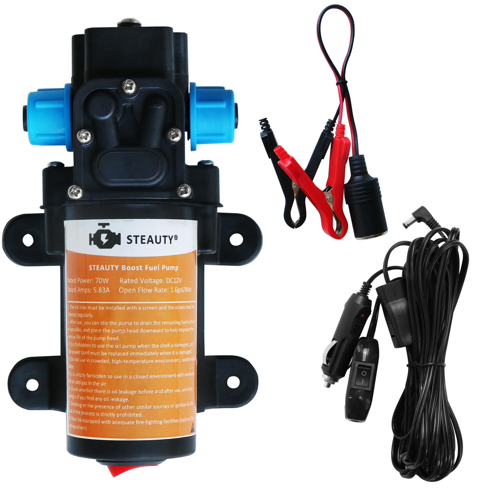Photo 1 of 12V Fuel Transfer Pump, Moves Up to 85 Gallons Of Gas or Diesel Per Hour, with 11.5' Power Cable, Great for Vehicles, Boats, Equipment, Gasoline, Diesel, Etc.