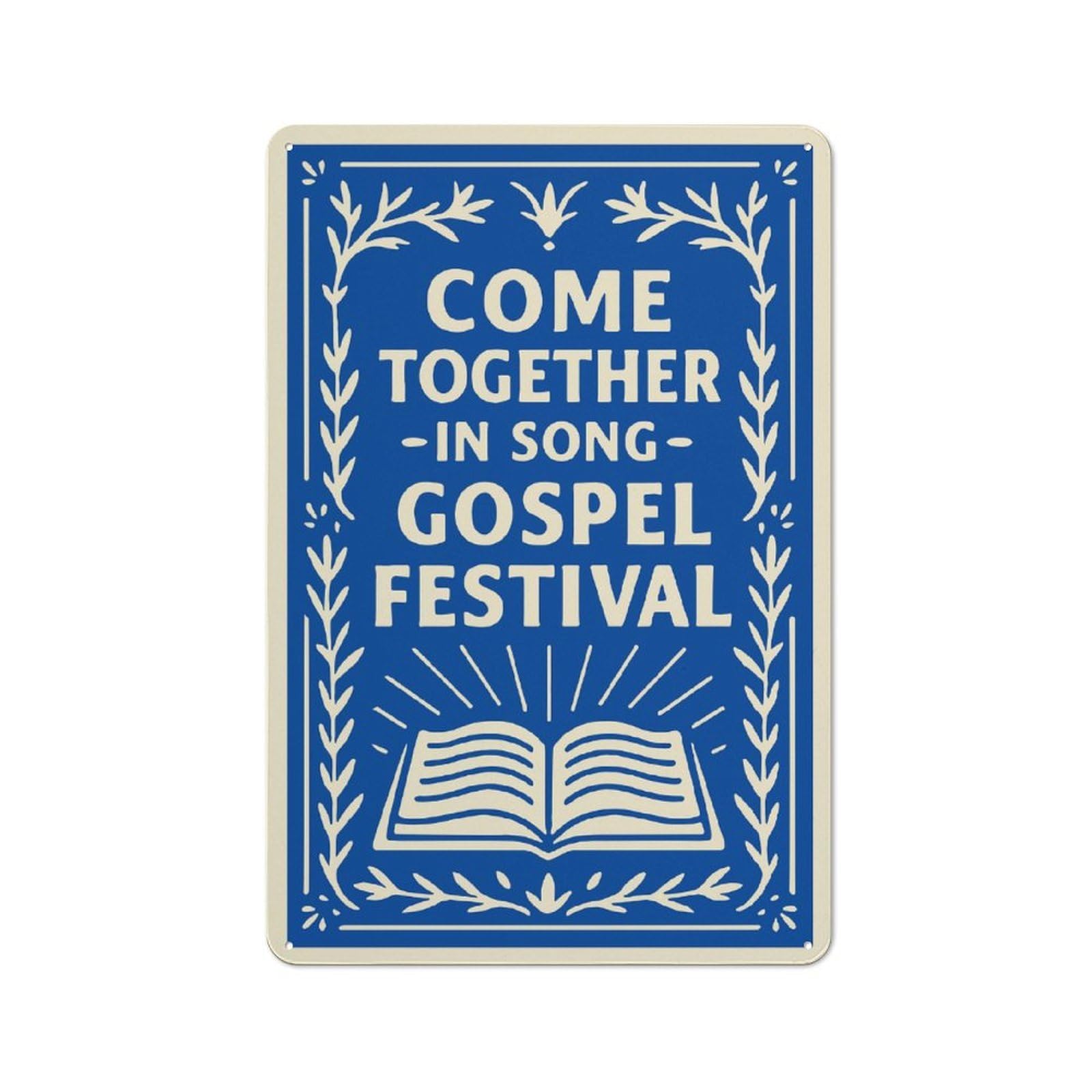 Junmoney Style-5 Tin Wall Plaque 30X20cm With Come Together In Song Gospel Festival For Café Or Restaurant, Housewarming Present For People Styling Café And Restaurant