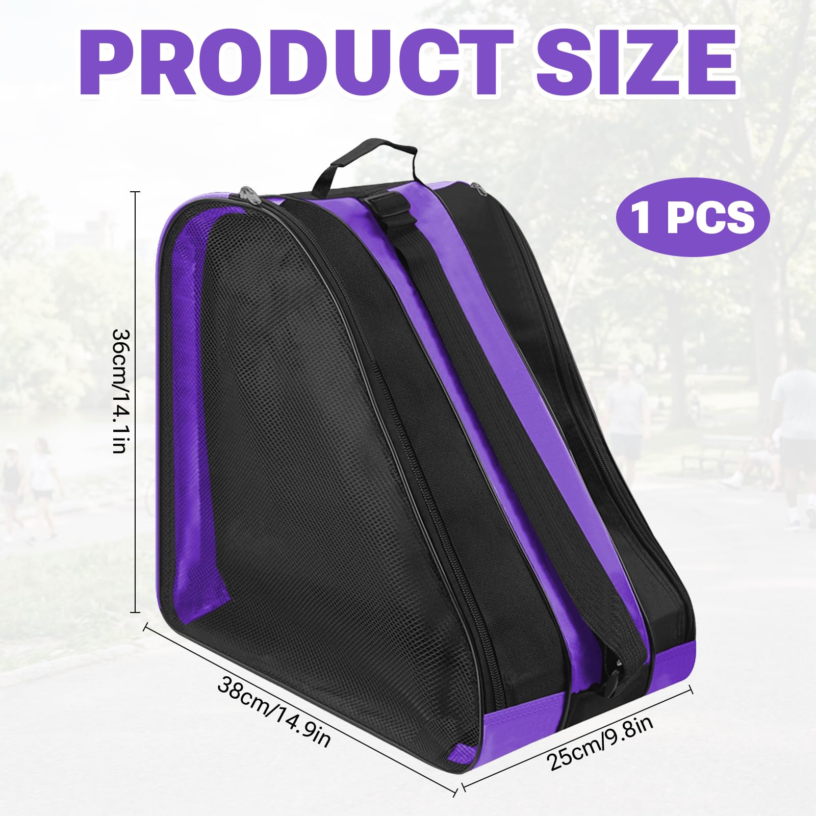 Borsa per pattini a rotelle, unisex, per pattinaggio artistico, con tracolla regolabile e manico superiore, per donne e uomini (viola)