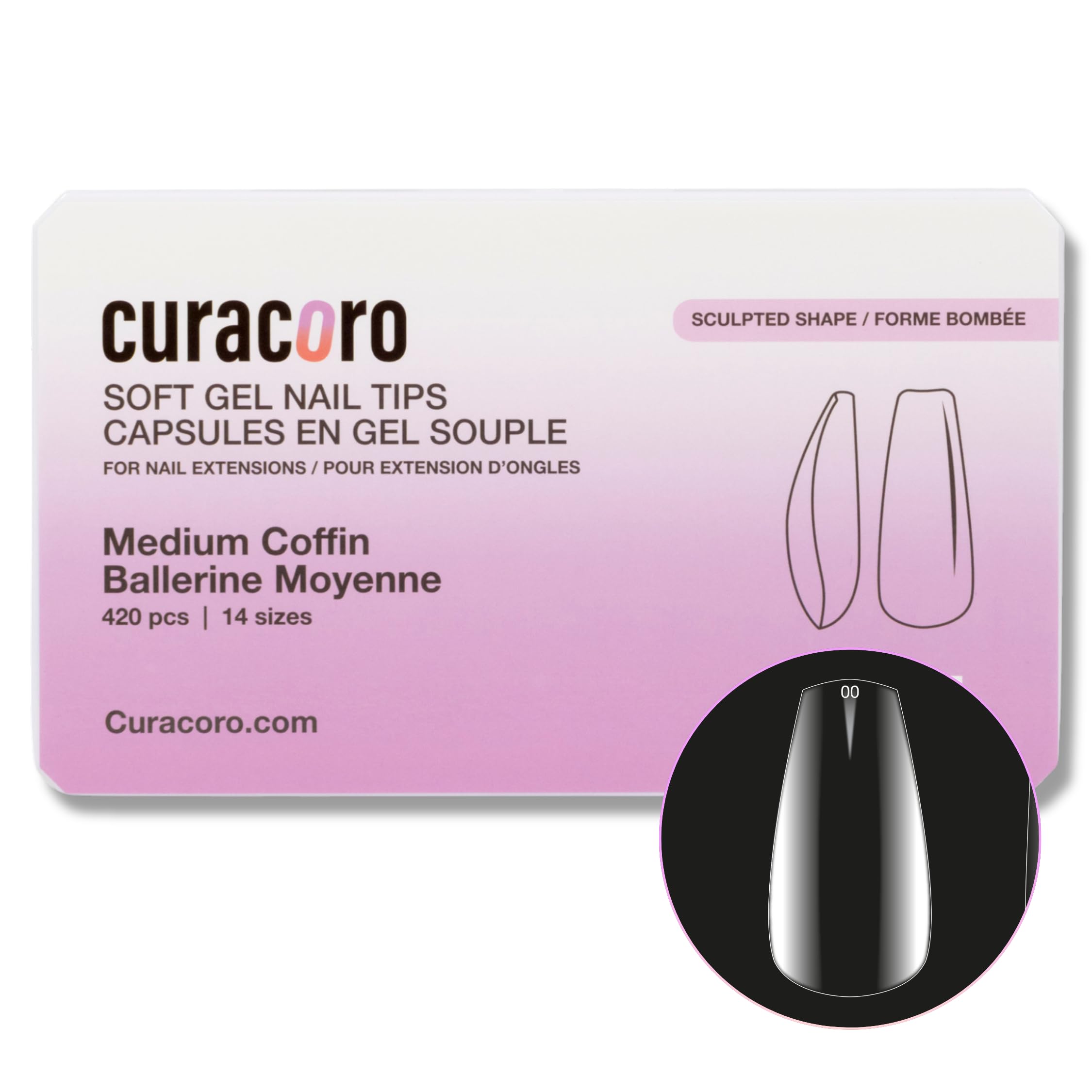 Curacoro Sculpted Nail Soft Gel Tips, 420Pcs Soft Gel Nail Extension Tips