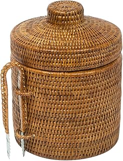 30+ Small Home Bar Decor Ideas That Maximize Space 41 La Jolla Rattan Ice Bucket with Ice Tongs Honey Brown