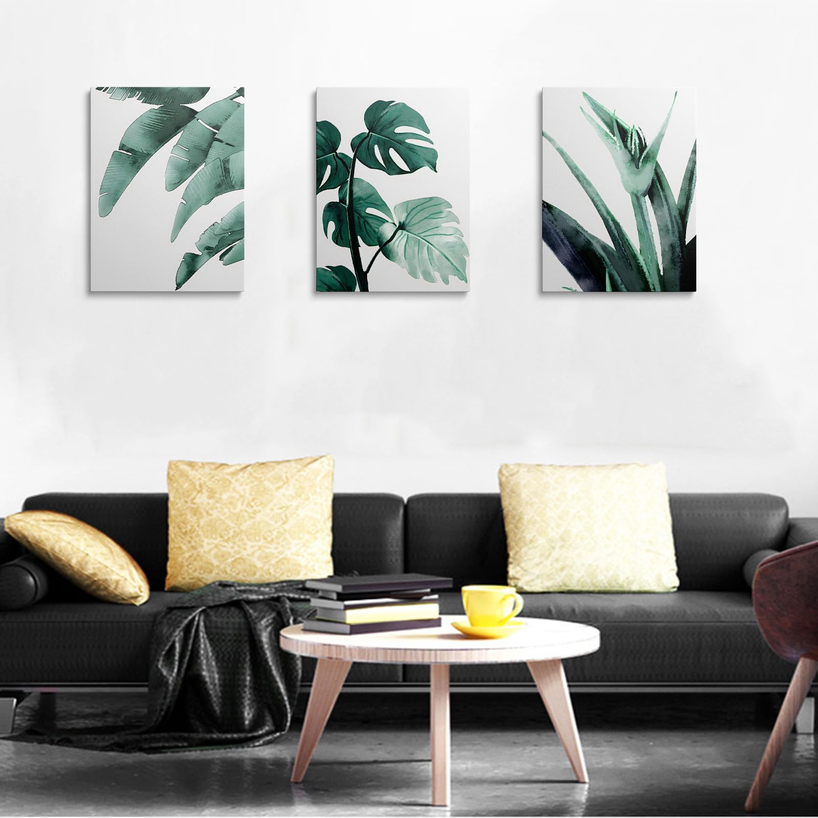 prinfantasy Set of 3 Posters Boho Decor Abstract Canvas Wall Art Prints Framed Pictures Green Minimalist Botanical Plants Painting for Living Room Bedroom Home Wall Decor 30x40cmx3 GYH0176 - Image 4