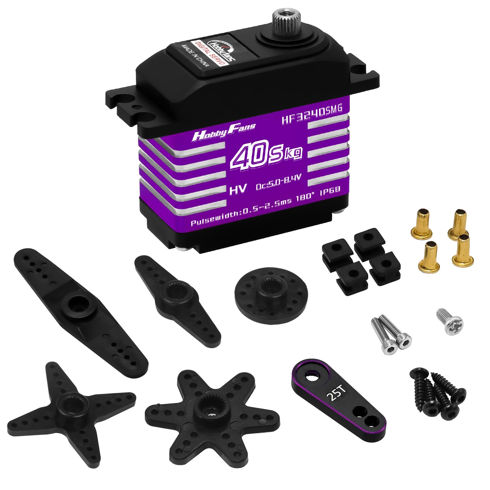 RC Digital Servo, IP68 Wasserdicht 40KG Metall Getriebe Servo Hohes Drehmoment Servo mit 25T Servo Horn für 1/12 1/10 1/8 RC Auto RC Crawler Roboter Boot