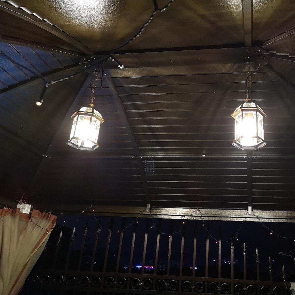 Lanterna sospesa per esterni, illuminazione a sospensione a soffitto a incasso Lampade a sospensione industriali a soppalcoIP54 Luci esterne impermeabili, nero, paralume in vetro alluminio E27 per