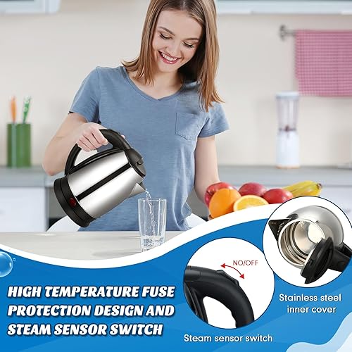 Miniatura 5 de Baquler Hervidor eléctrico de agua caliente de acero inoxidable con apagado automático y protección de hervor en seco, calentador de agua eléctrico,