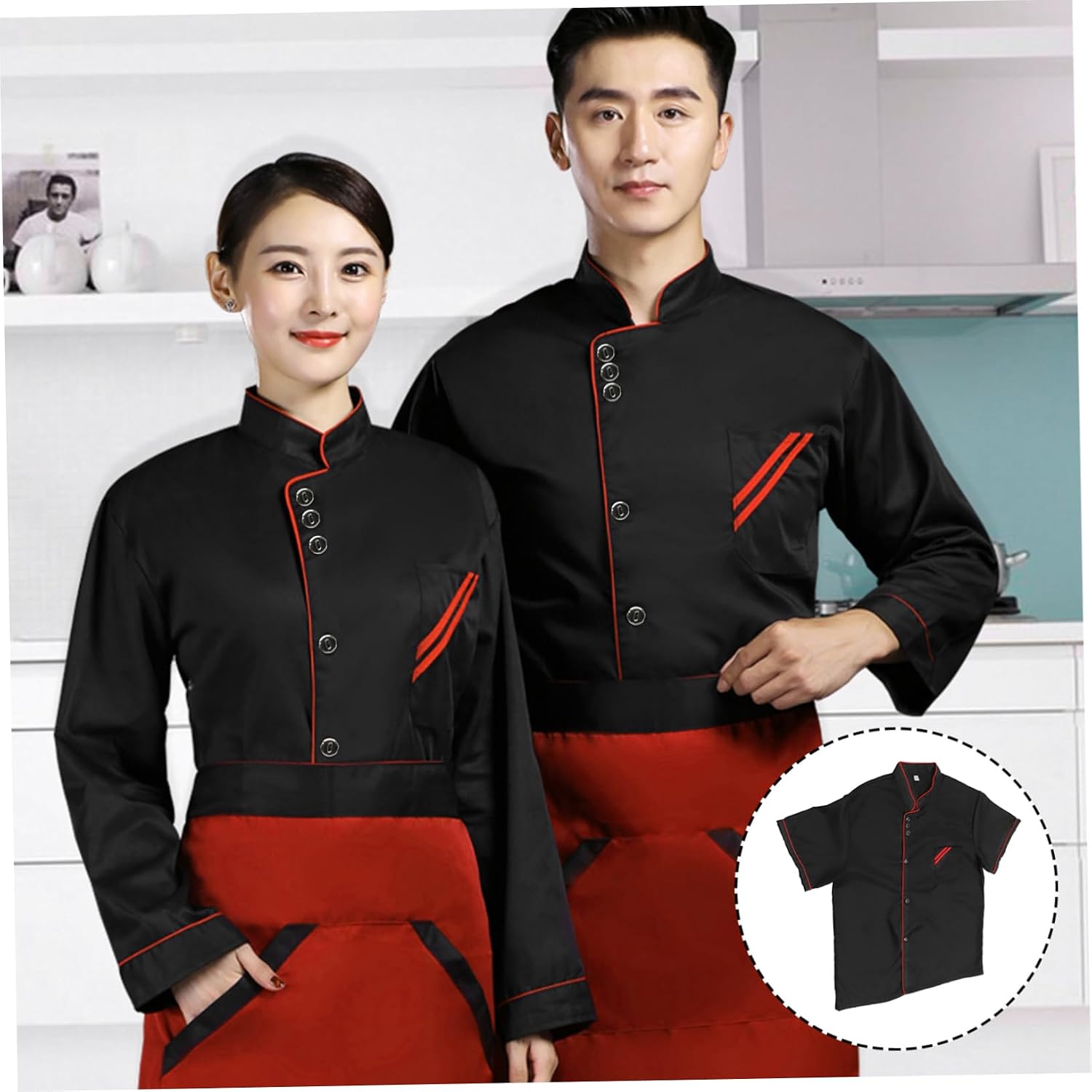 Unisex Short Sleeve Chef Coat Jacket, Short Chef Coat Restaurant Cook Uniform, Men Women Kitchen Uniforms Size XXXL Chef Code