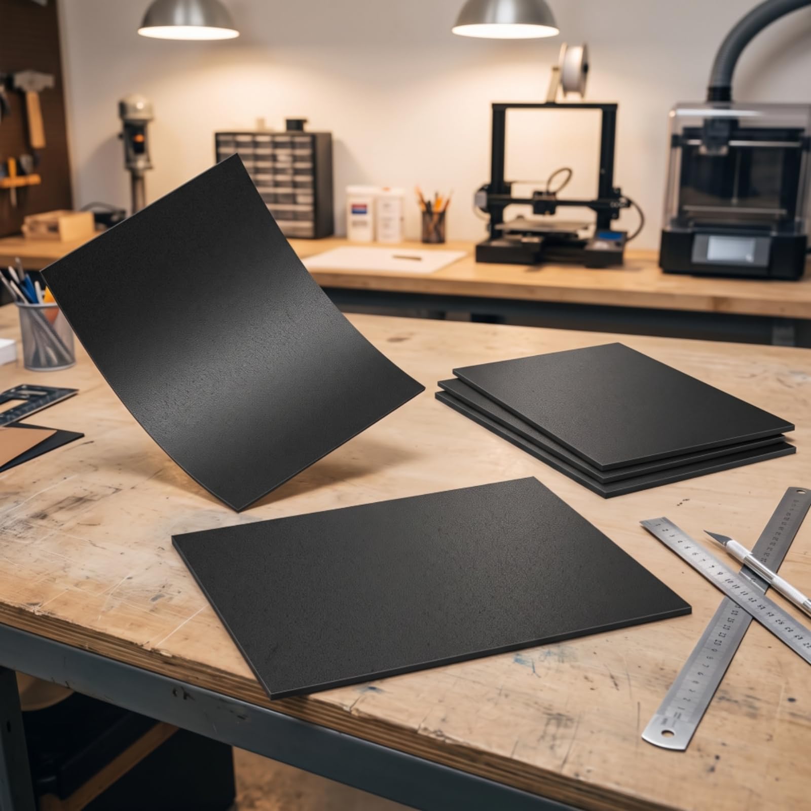 4 Stück Kunststoffplatte thermoformbar Kunststoffplatte Plastikplatte für Modellbau, Schwarz