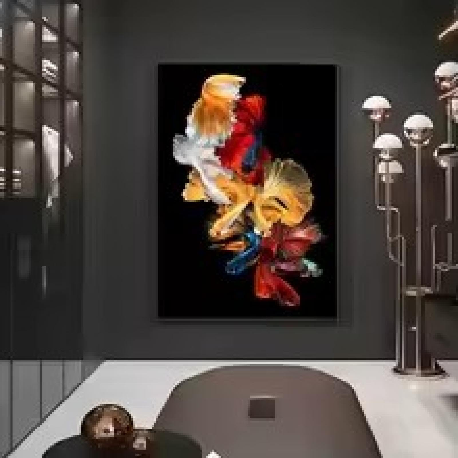 Photo animaux peinture murale art Bettas multicolore poster toile 21x30cm