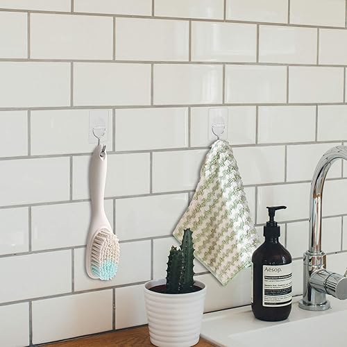 Miniatura 5 de CGBE Ganchos adhesivos resistentes para colgar 11 libras (máximo), ganchos adhesivos transparentes sin costuras, ganchos adhesivos sin clavos