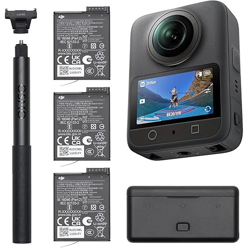 DJI Osmo 360 Adventure Combo - Waterproof 8K 360° Action Camera with 1-Inch Sensor, 128GB Built-in Storage, 100-Min 8K Recording, 4K/120fps & 170° Wide-Angle Video, with 3 Extreme Batteries (1950 mAh)