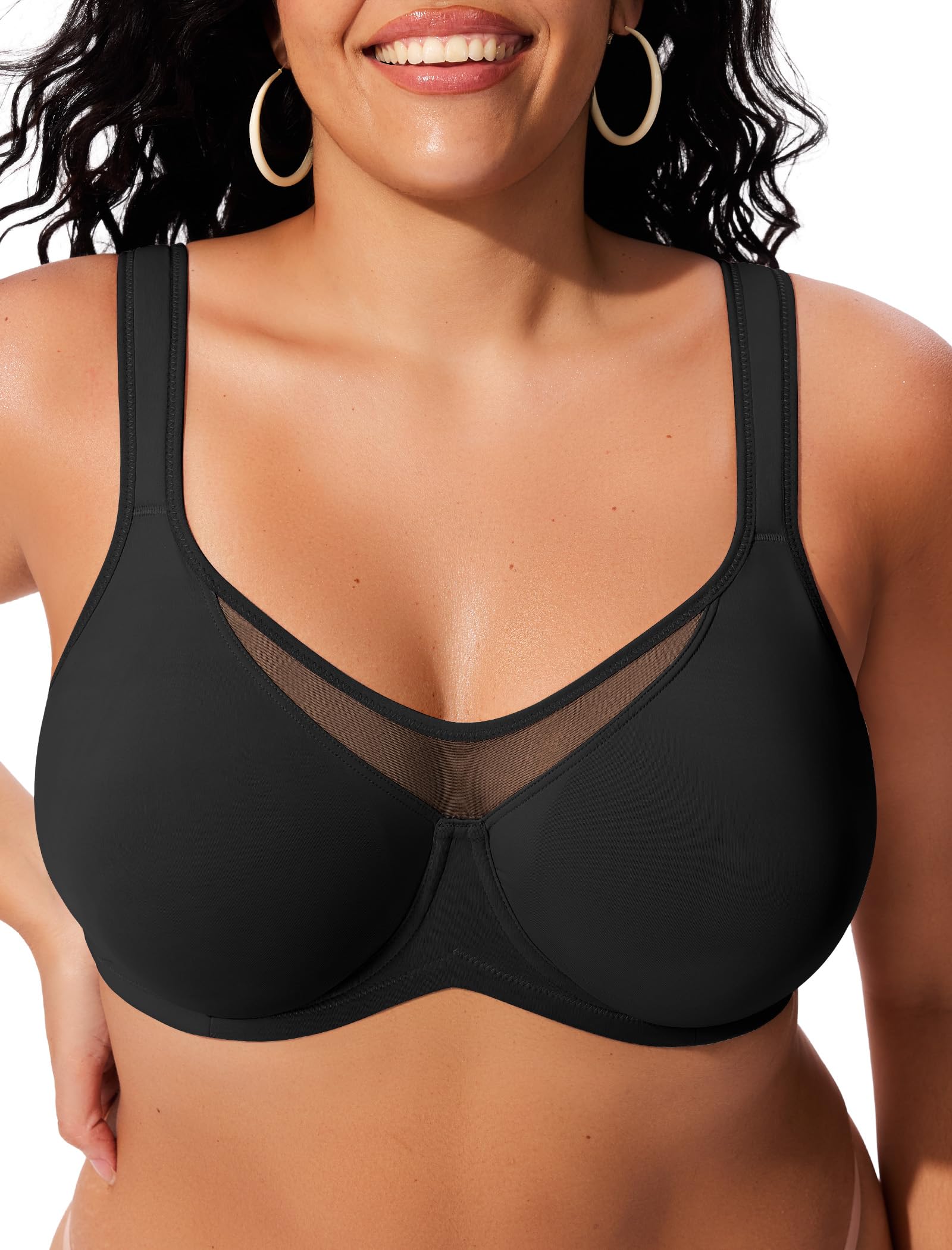 ProKloud Minimizer Bras for Women Full Coverage Unlined Plus Size Supportive Underwire Bras for Everyday Black 38DD