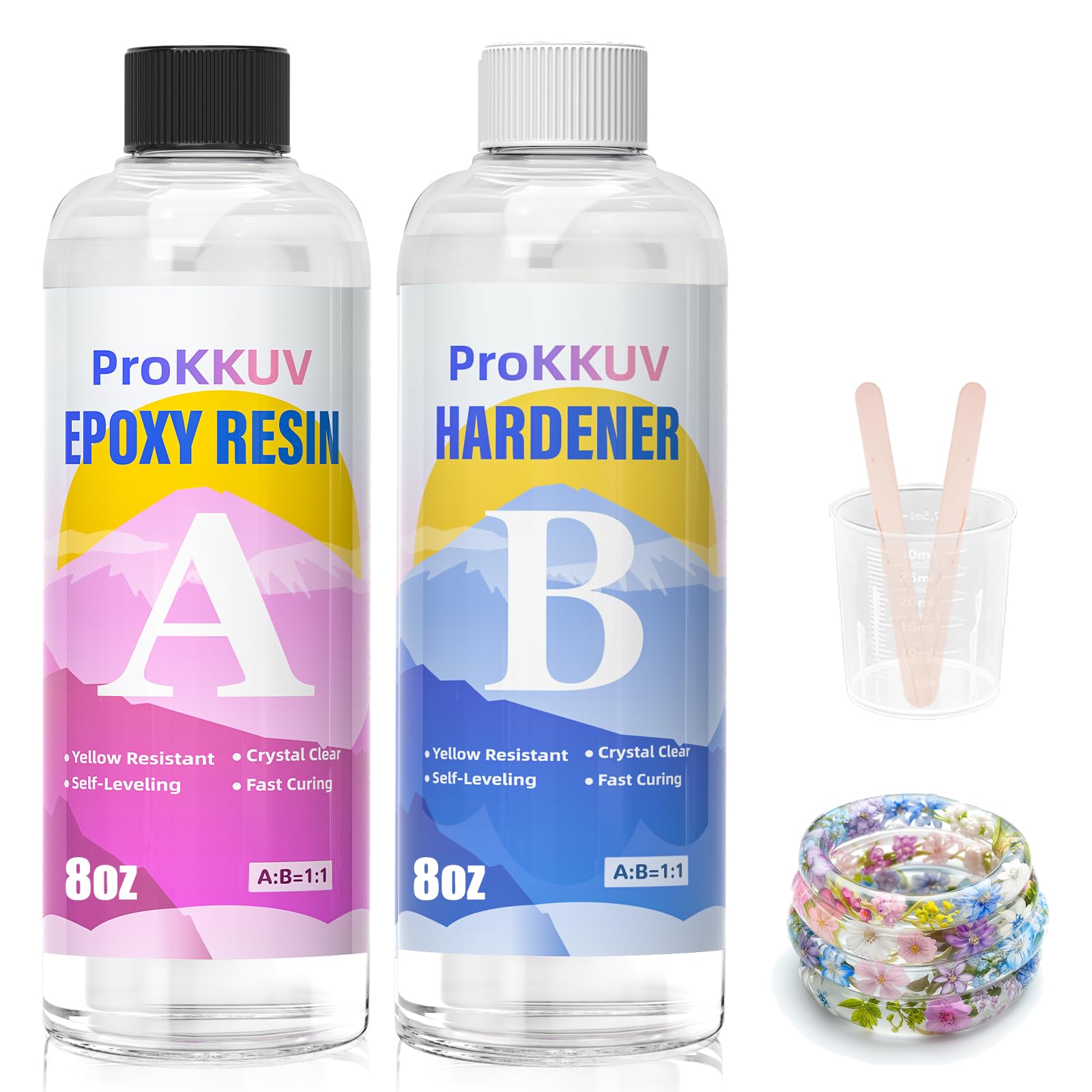 Amazon.co.jp: ProKKUV レジン液 大容量 エポキシ樹脂 2液性 237ml×2 