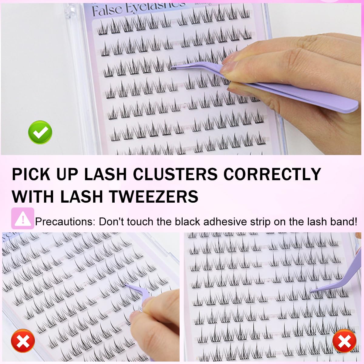 MAYCREATE 240PCS Self Adhesive Eyelash Clusters, Pre-Glued With Tweezer 4