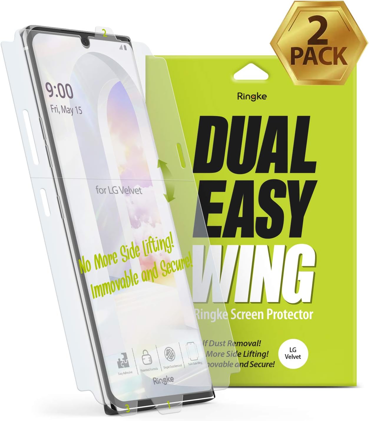 Ringke Dual Easy Wing (2 Pack) Screen Protector Compatible with LG Velvet (2020)