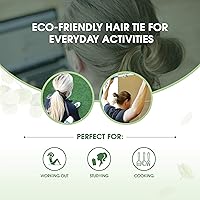 Vista 4 de BIODEGRADABLE - Lazos elásticos para el cabello para mujeres y hombres, orgánicos, sin arrugas, ligas negras para cola de caballo y coletas