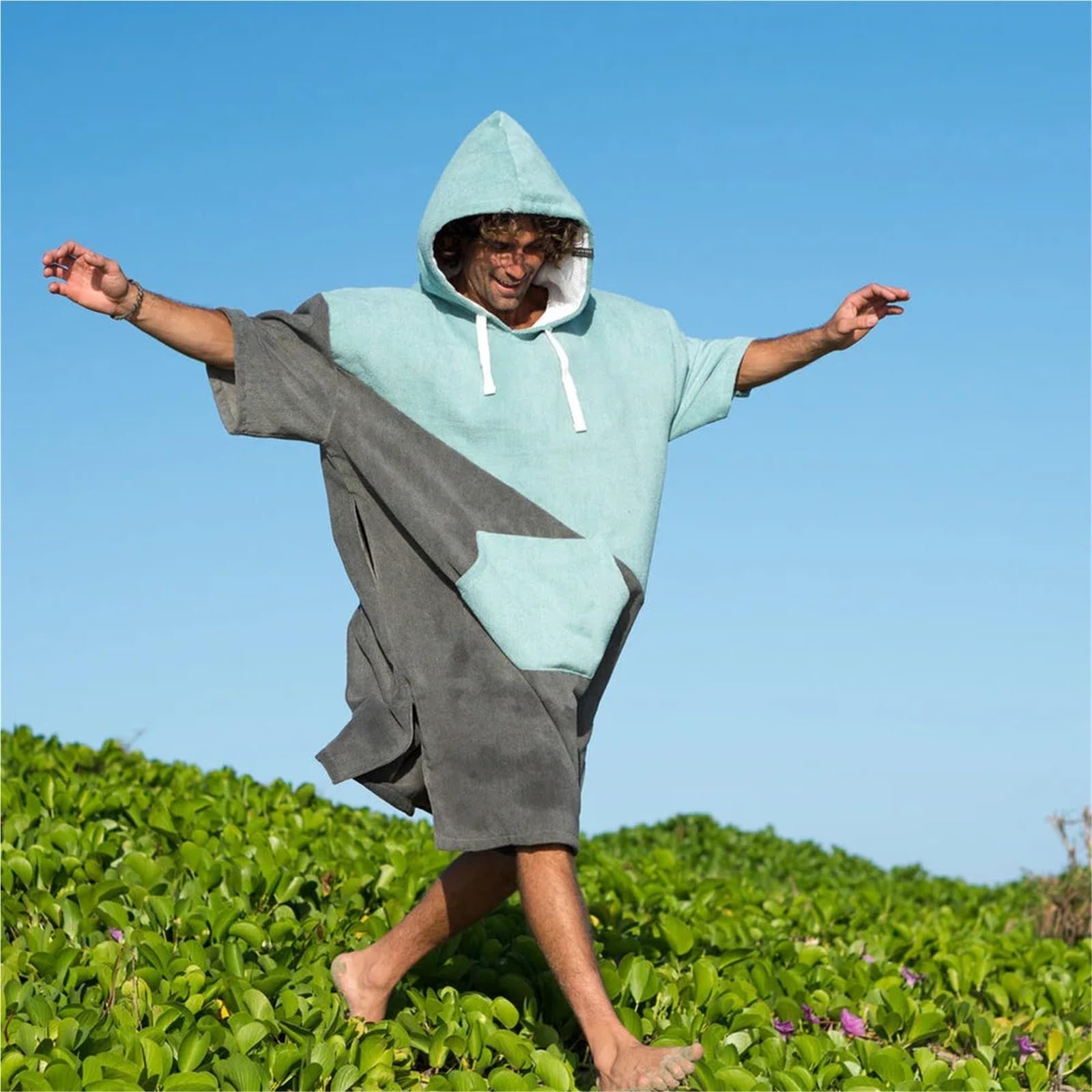 Albornoz con Capucha for Nadar y bucear, Grueso cambiante, Poncho for Mantener el Calor, Toalla de Microfibra, Resistente al Viento Poncho de Playa(Dark Blue 1)