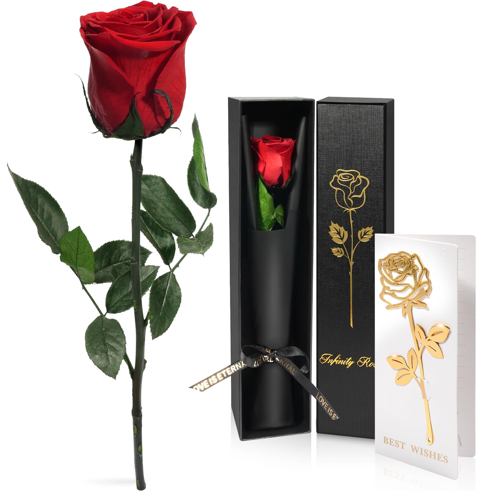 Yamonic Rosa Stabilizzata Regalo Donna, Vera Rosa Eterna con Steli Regalo per Donne Compleanno, Regali Natale San Valentino Festa della Mamma Anniversario Matrimonio Regali Fidanzata Mamma Nonna