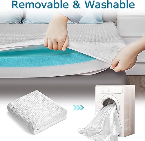 Miniatura 4 de Funda de colchón refrescante tamaño individual de 3 pulgadas, hipoalergénica, suave y transpirable para cubrecolchón individual de 3 pulgadas,