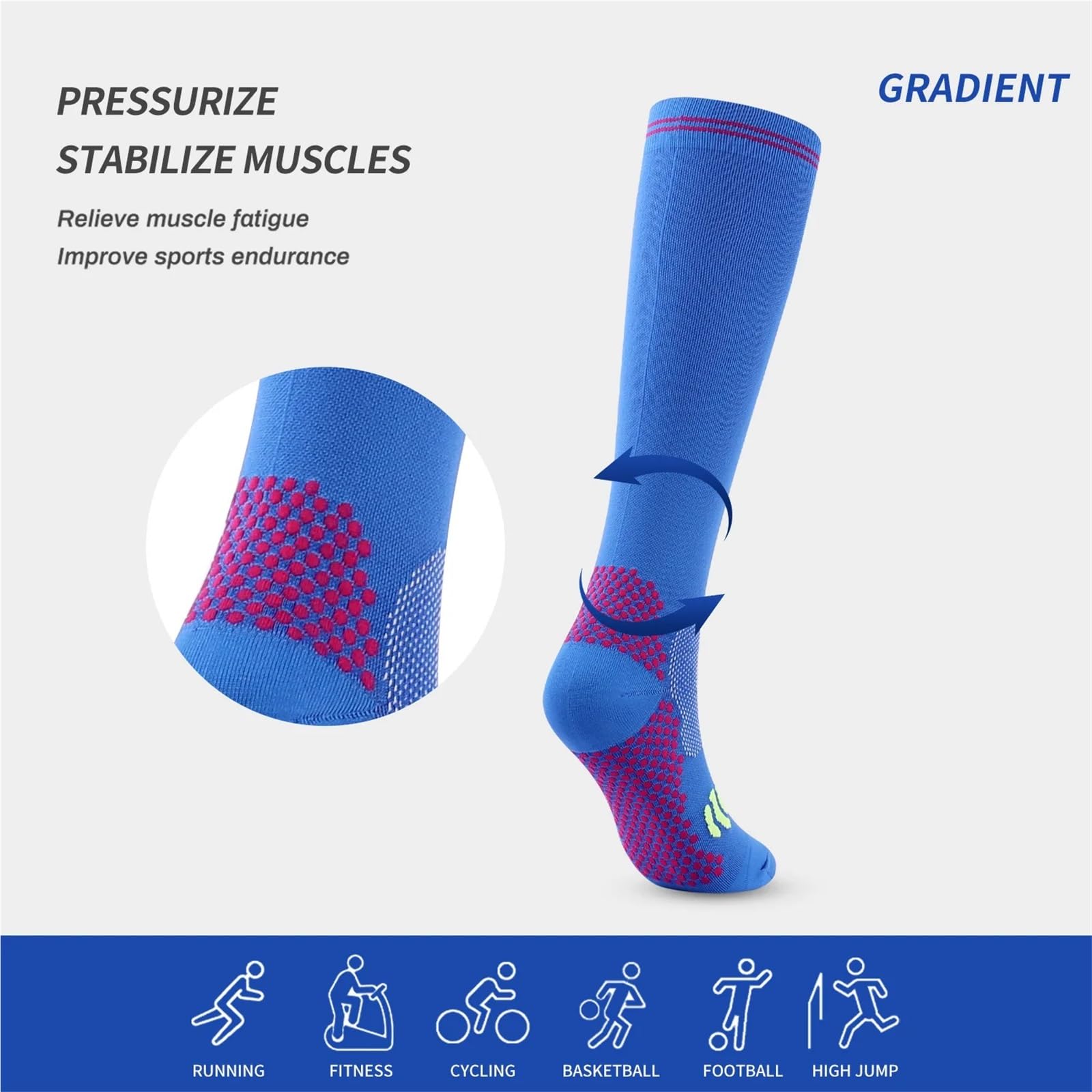 Calze A Compressione 3 Paia di Calze A Compressione for Vene Varicose, da Uomo E da Donna, for Corsa, Ciclismo, Calcio, Calze da Calcio per Sport, Corsa, Escursioni(3MIX-156-13,XXL)