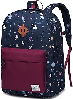 VASCHY Backpack for Kids,Lightweight Backpacks for Preschool Nursery School Children Boys in Navy with Chest Strap