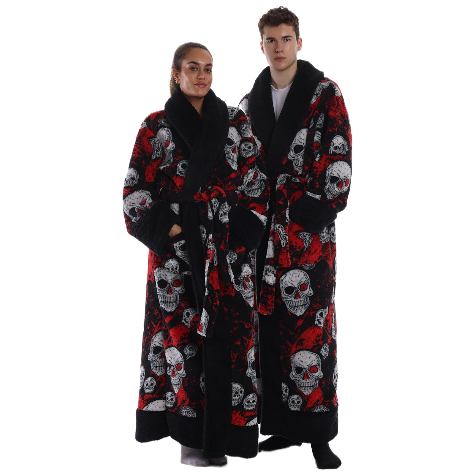 Albornoz Unisex Adultos - Albornoz de Felpa Largo 140 cm Extra Suave, Absorbente, Cinturón Ajustable, 2 Bolsillos, Talla Única para Hogar, Spa