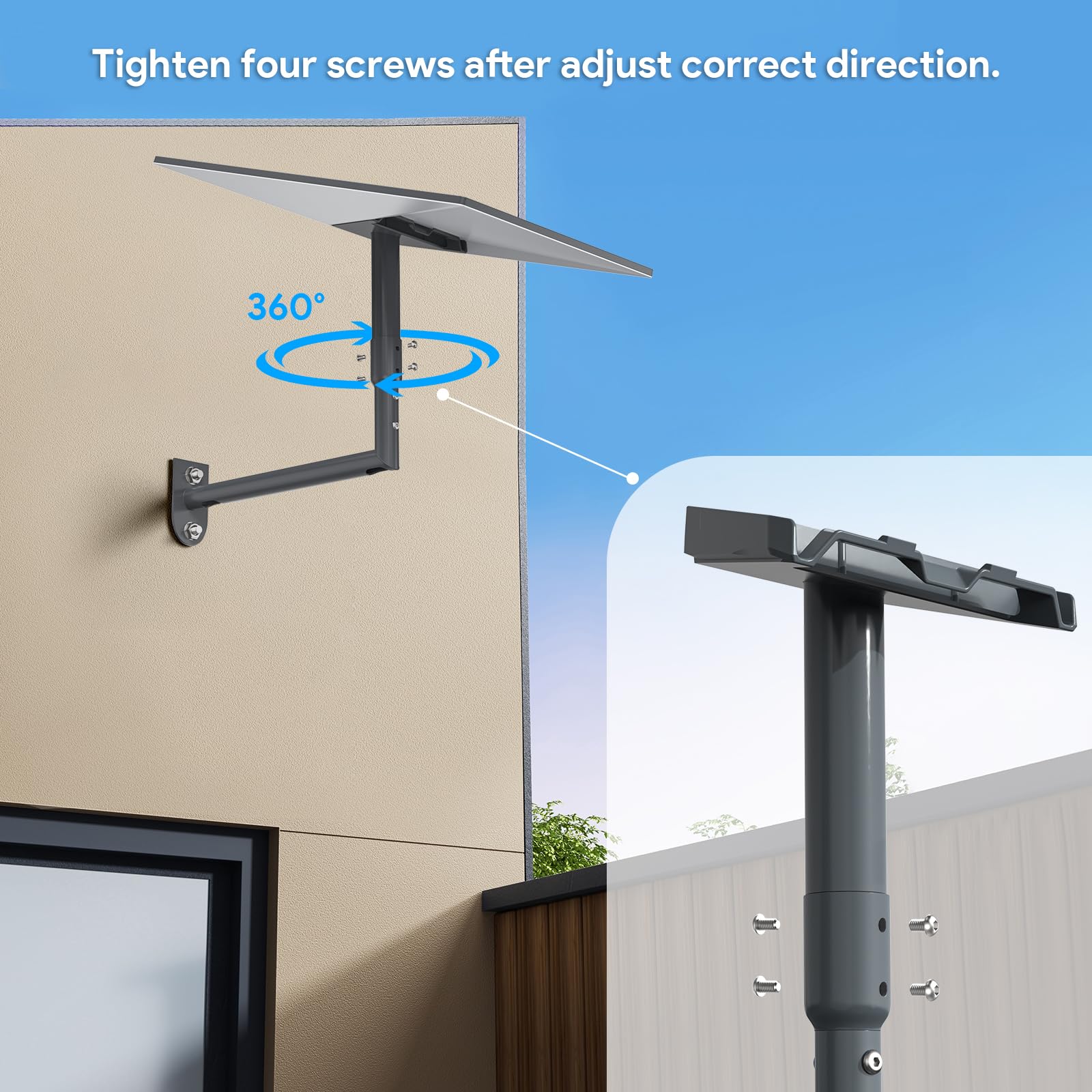 Wandbevestiging Voor Starlink Gen 2 – Stevige Paal- En Dakgootmontage Met Dubbele Windbescherming En Nauwkeurige Afstelling