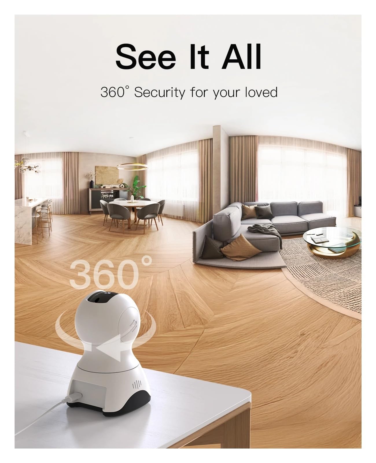 Caméra de sécurité intérieure WiFi 4MP 360° PTZ