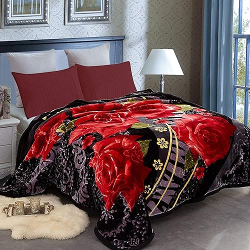Manta pesada JML, manta con forro polar estilo coreano, manta para cama de felpa suave y cálida, manta para cama de 2 capas con estampado de raschel