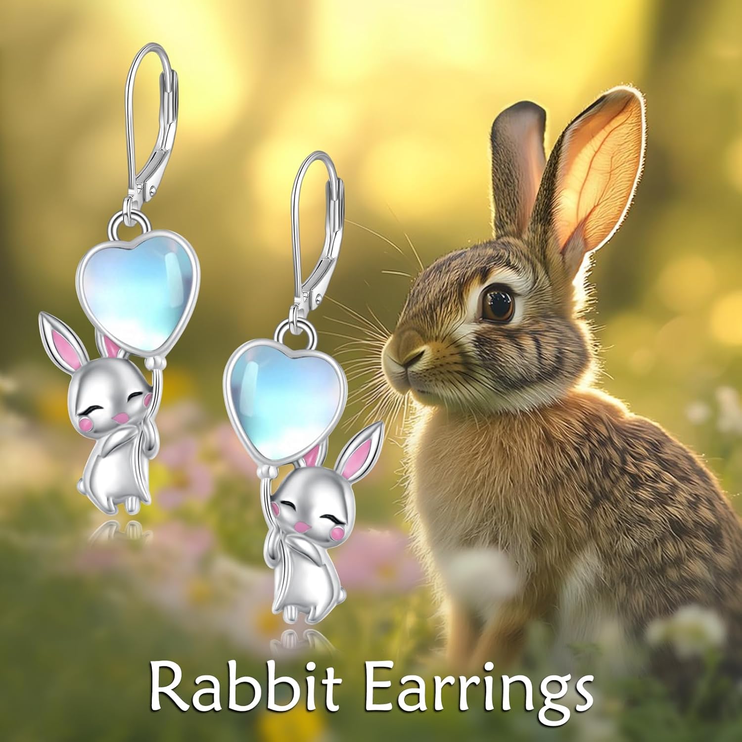 Cat/Rabbit/Koala/Fox/Owl/Panda Earrings 925 Sterling Silver Moonstone Dangle Earrings Cute Animal Leverback Earrings Jewelry Gifts for Women Animal Lovers