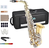 Vista 10 de EASTROCK Saxofón Alto Azul Oscuro/Dorado Mi Bemol Kit Completo para Estudiantes Principiantes con Estuche de Transporte, Boquilla, Almohadillas