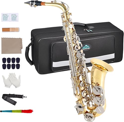 Miniatura 11 de EASTROCK Saxofón Alto Mi Bemol de Níquel Negro/Dorado Kit Completo para Estudiantes Principiantes con Estuche de Transporte, Boquilla, Almohadillas