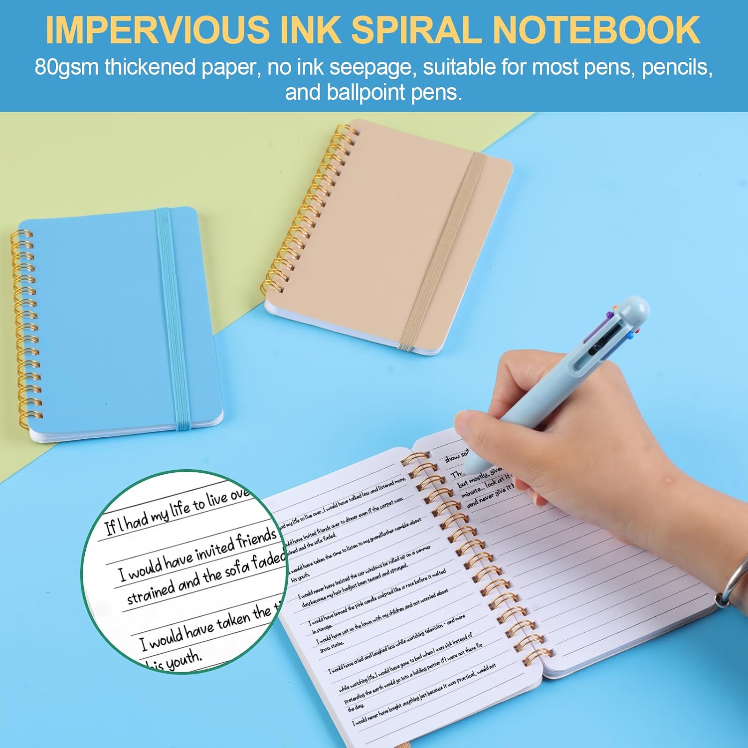 Azureal 6 PCS Small Spiral Notebook 4x6, Notebooks for Note Taking, Colorful Scheme Spiral Journal Notebook, Work Notebook Small Notebooks 4x6 with Strap, Cute Notebooks for Women 50Sheets/Note Books