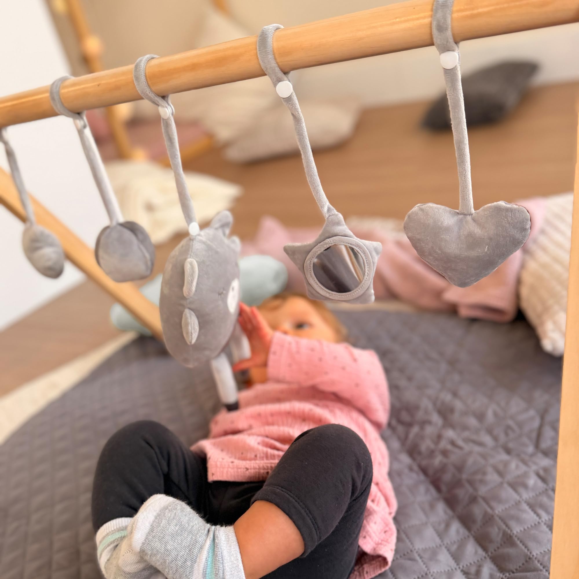 roba Baby-Spielbogen nach Montessori - Baby Gym & Activity Center aus Holz - Spieltrapez ab 3 Monaten zum Anhängen von Spielsets - Natur