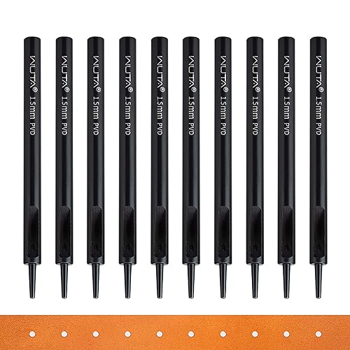 WUTA Punzones de cuero, perforadores de agujeros redondos, herramienta de perforación hueca de titanio, trabajo para correa de reloj, tela, plástico