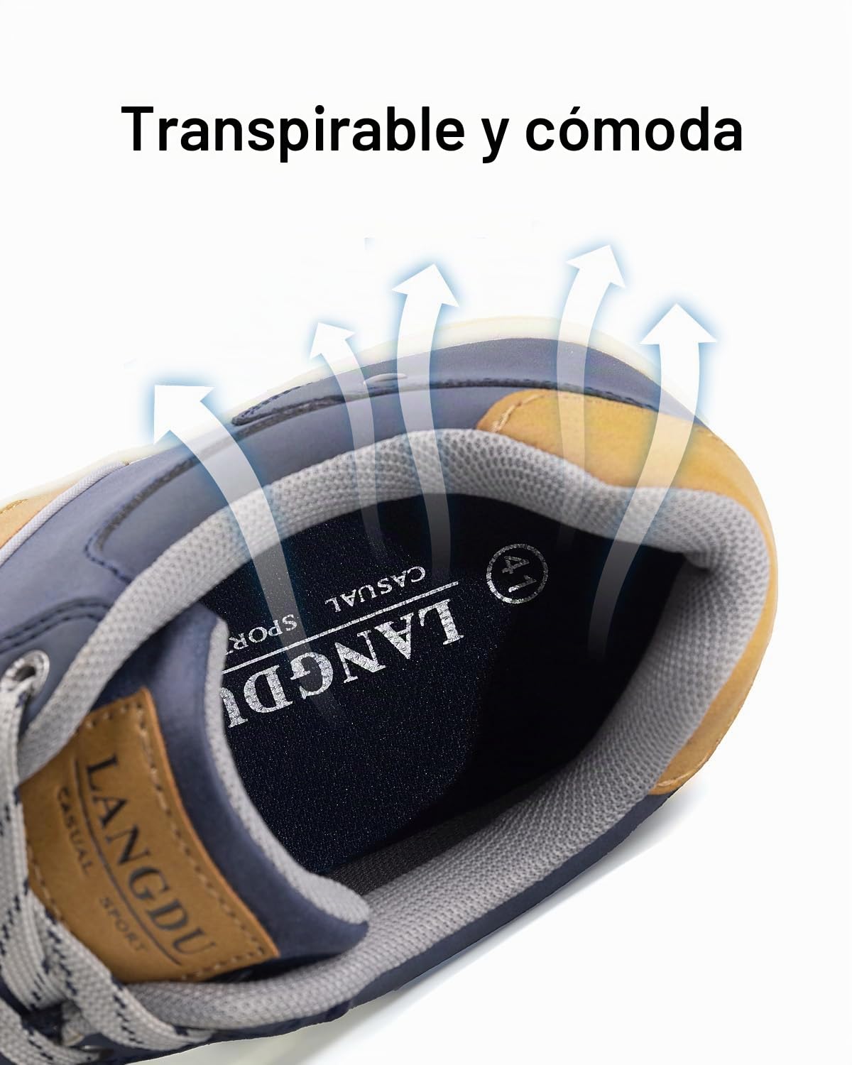 LANGDU Zapatillas Hombre Zapatos Vestir Casual Calzado Running Sneakers Deportivas Transpirables Zapatilla Moda Tamaño 41-46EU (45EU,Azul Marino 05)