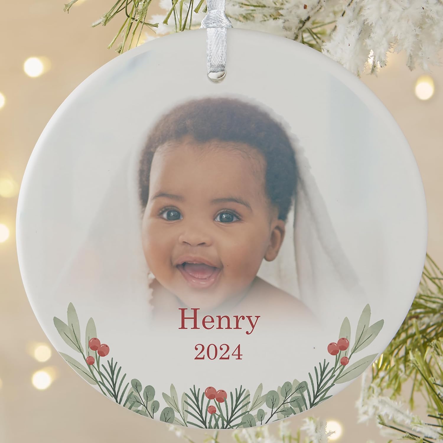 Personalization Universe First Noel 3.75" Matte Personalized Photo Ornament for Christmas