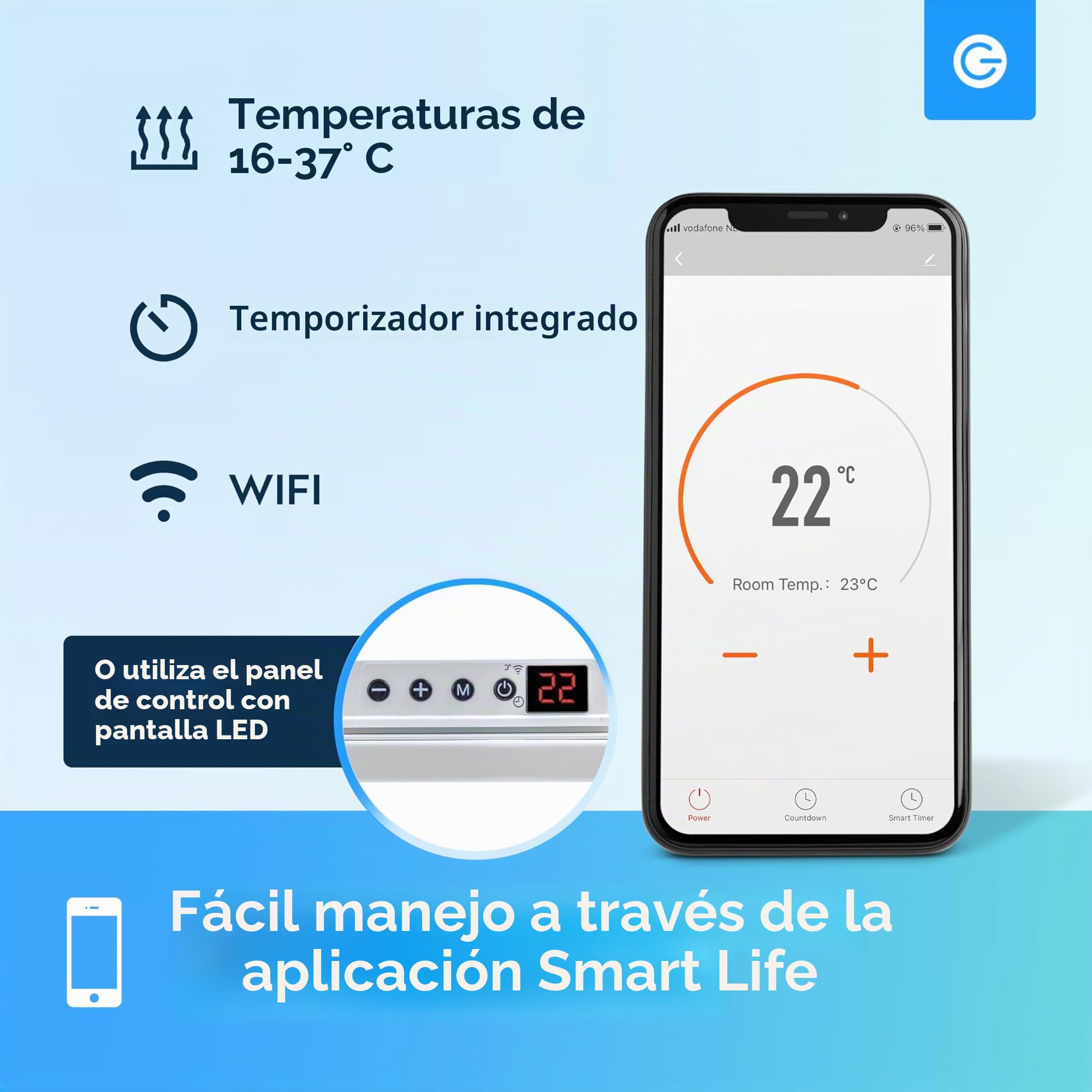 Silvergear® Calefacción Infrarroja Premium | Panel Calefactor 420W con Control WiFi | Protección Contra Sobrecalentamiento | Instalación en Pared o Independiente | Diseño Ecológico