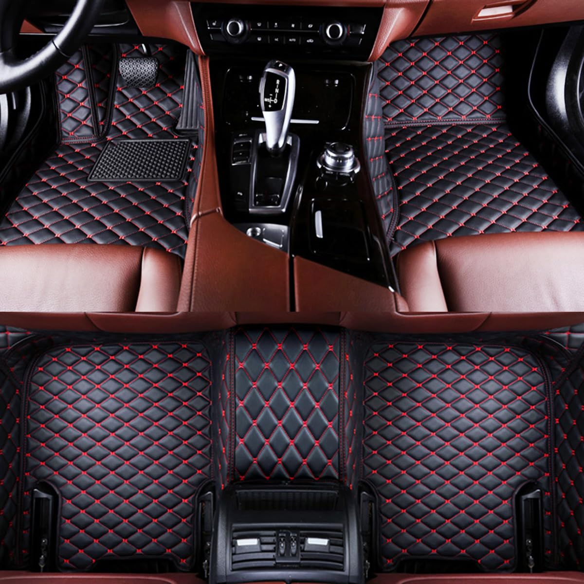 ZZTAECar Floor Mats for MG MG5 1.Generation 2011 2012 2013 2014 2015 2016 2017, All Weather Wear Waterproof Wear Resistance Leather Car Mats,Blackred