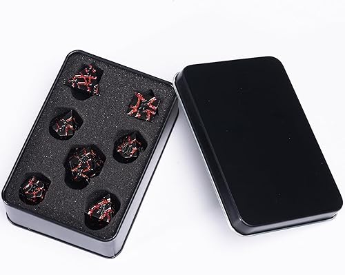 Miniatura 6 de Juego de dados D&D Dungeons and Dragons D20 Metal DND con caja, dados poliédricos para juegos de rol D12 D10 D% D8 D6 D4 para juegos de mesa MTG RPG