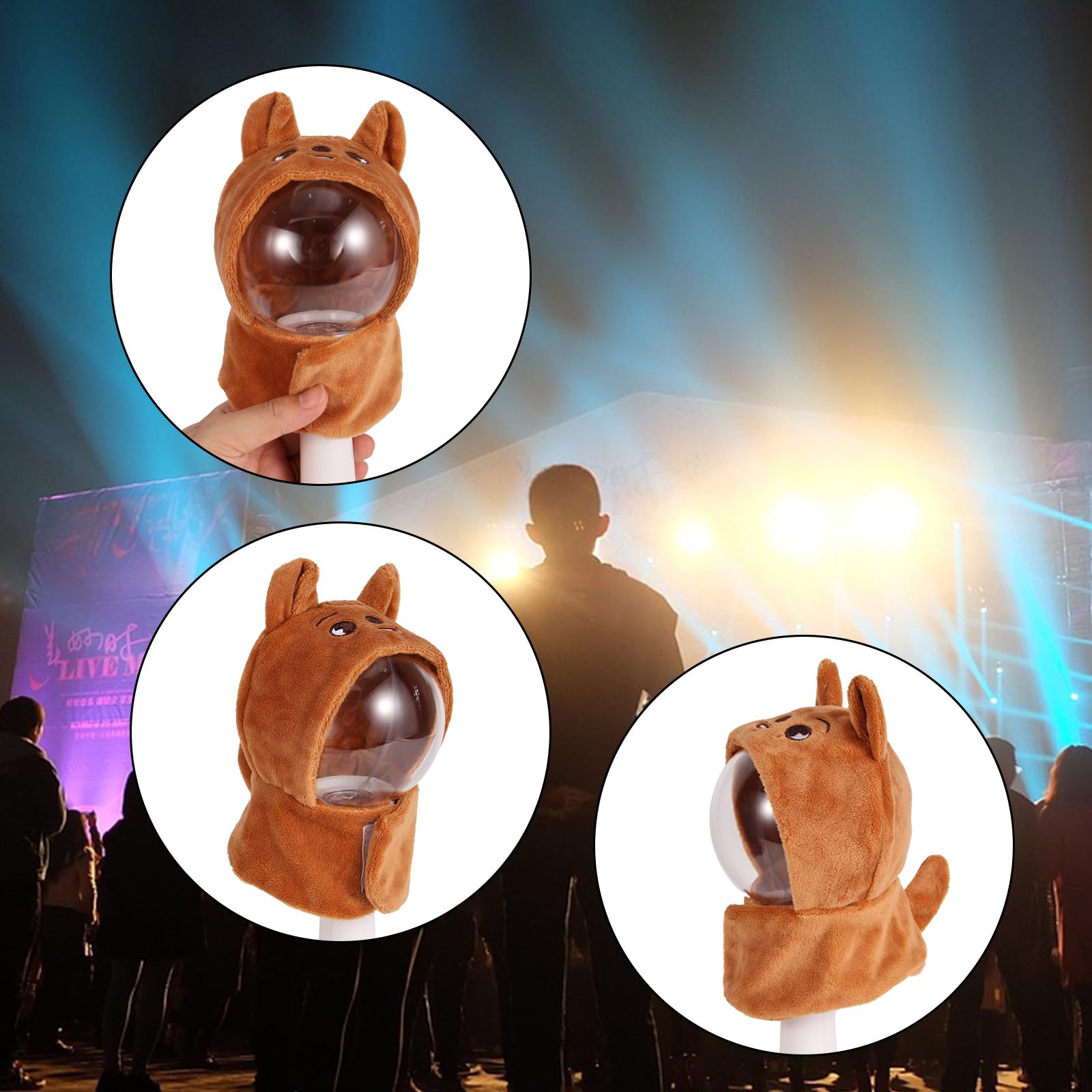 TOYMIS Lightstick Cover for Stray Kids Cartoon Character Lightstick Holder Soft Plush Cloth Support Display Holder Compatible with Stray Kids Light Stick Ver1.0/2.0 (Brown Bear) - Image 4