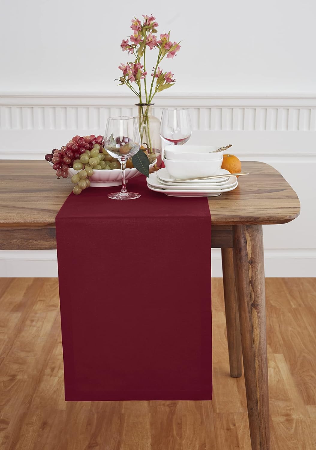 Solino Home Cotton Linen Table Runner – 14 x 72 Inch Grey – Machine Washable Table Runner for Spring, Summer, Dining, Kitchen, Indoor, Outdoor – Dru, Handcrafted from Natural Fabric : Home & Kitchen