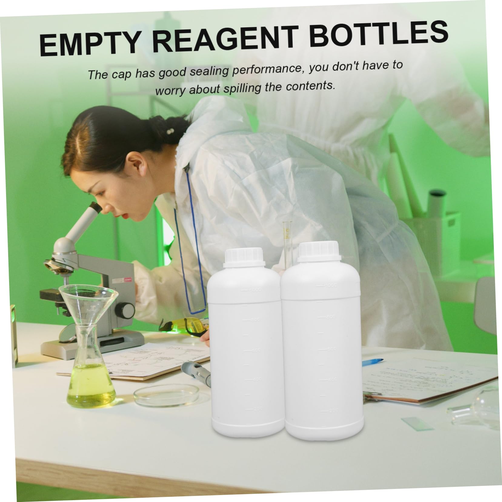 GLEAVI Lot De 3 Flacons Vides De 1 L Pour Échantillons De Laboratoire Avec Bouchon Pour Un Rangement Facile Et Étanche