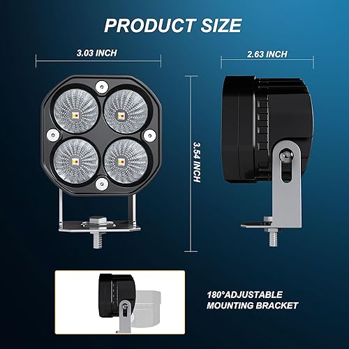 Miniatura 2 de 2 luces LED de trabajo de 3 pulgadas  3 pulgadas, vainas estroboscópicas intermitentes de color blancoámbar con seis modos de luces antiniebla de